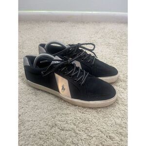 Polo Ralph‎ Lauren Hugh Black Reflective Lace Up Sneakers Shoes Size 9 Preppy
